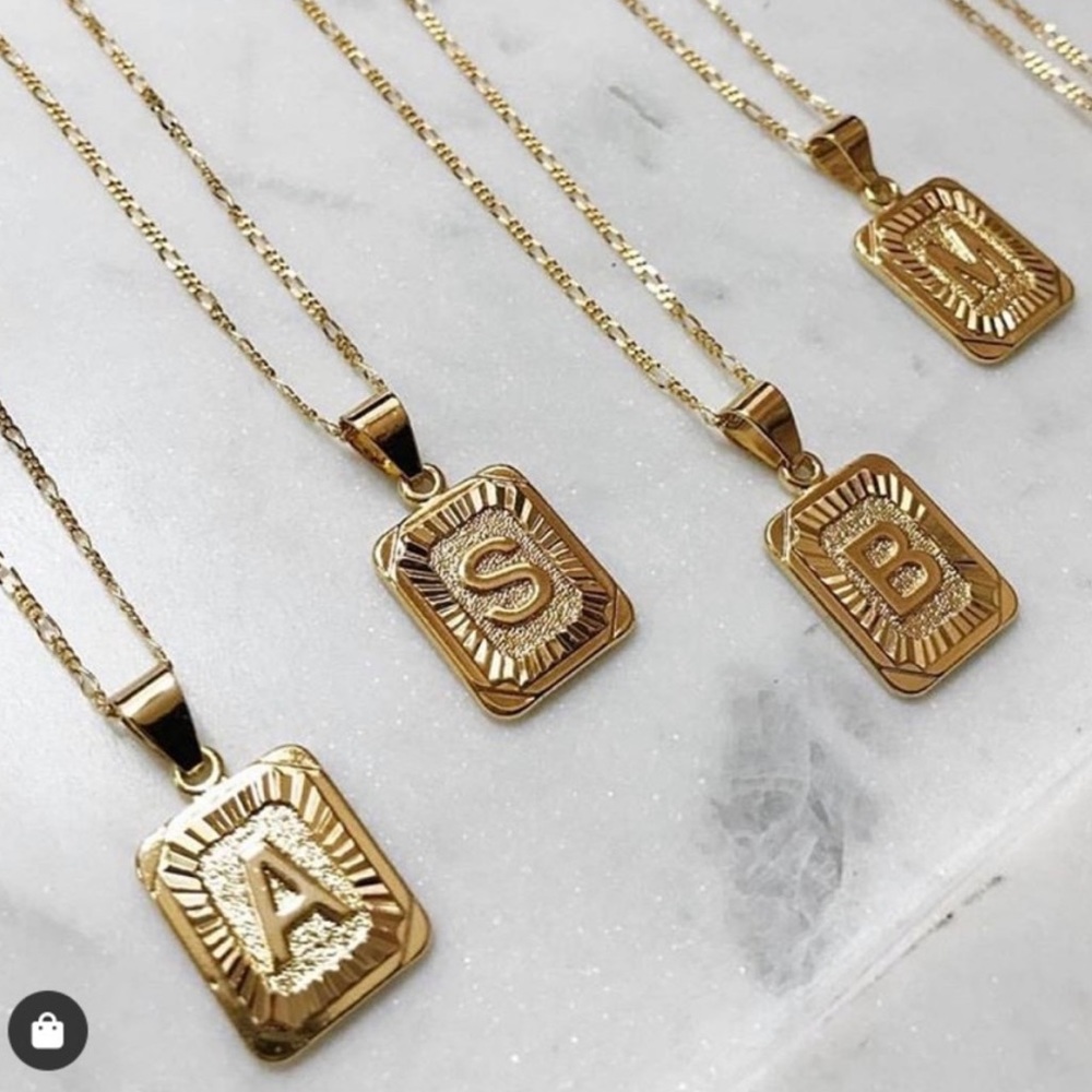 Square Initial Letter  Necklace